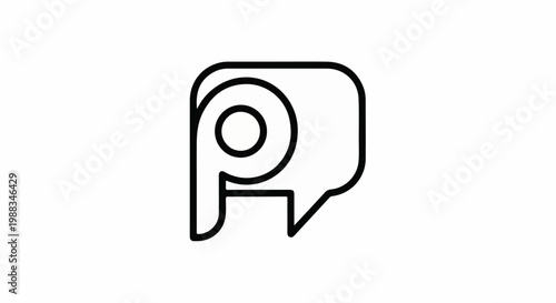 Minimalist outline icon of a lowercase letter 'p' within a speech bubble
