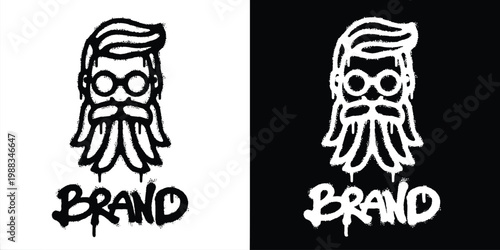 Bearded Man Urban graffiti style logo