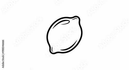Simple black and white outline drawing of a single lemon