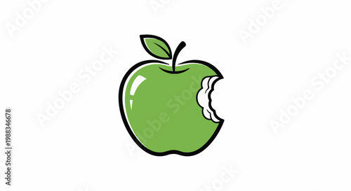 Simple graphic of a green apple with a bite taken out