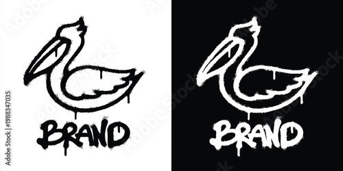 Pelican Bird Urban graffiti style logo