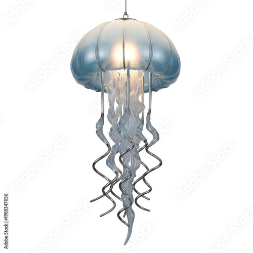 Jellyfish inspired glass chandelier on black background