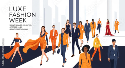 Luxe Fashion Week Models Strutting Down Runway.