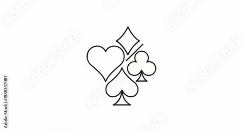 Outline of four card suit symbols, heart, spade, club, diamond