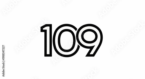 Number 109 with double outline on white background