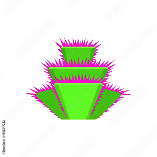 Vibrant green fuchsia spiky layered plant vector illustration