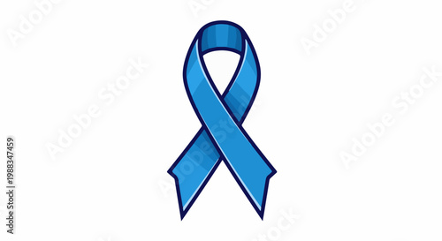 A simple illustration of a blue awareness ribbon against a white background