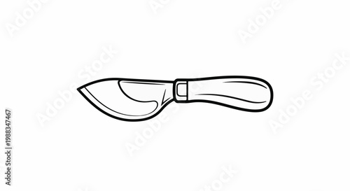 Minimalist line drawing of a curved blade with a simple handle