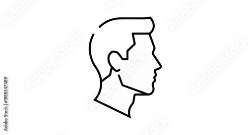 Minimalist profile of a man's head and neck, facing right, with styled hair