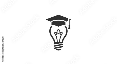 Conceptual illustration of knowledge, education, and innovation, in black and white silhouette