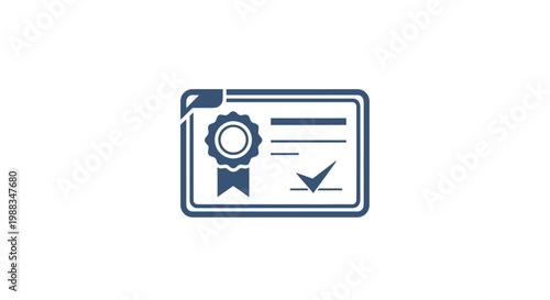 Iconic representation of a certificate, awarded document, or recognition of completion