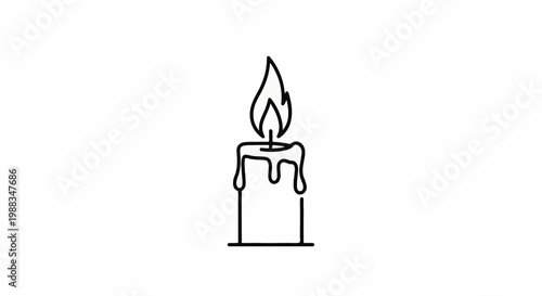 Simple outline of a lit candle with dripping wax