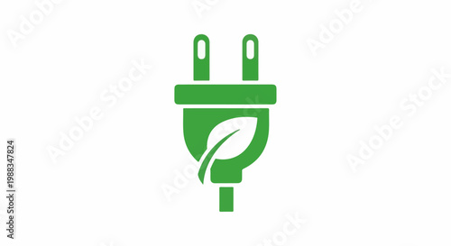 Green electrical plug with a leaf symbol, indicating eco-friendly power