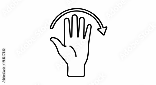Outline of a hand with fingers spread, indicating a sweeping gesture