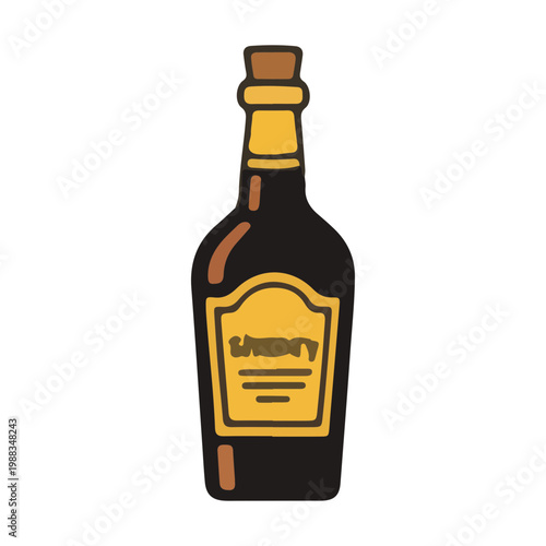 Vintage Style Whiskey Liquor Bottle Vector Illustration
