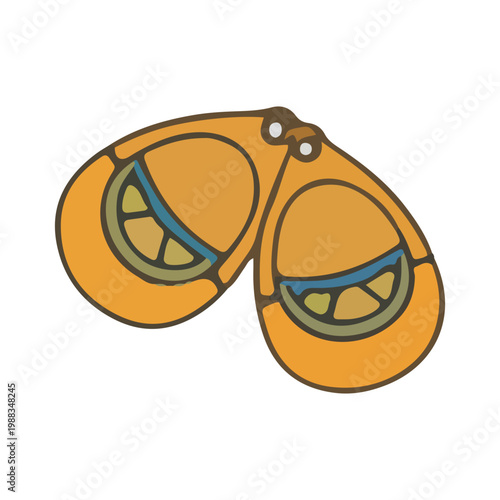 Yellow Geometric Drop Earrings Cartoon Jewelry Illustration