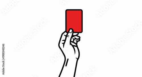 Hand displaying a red card against a plain white background