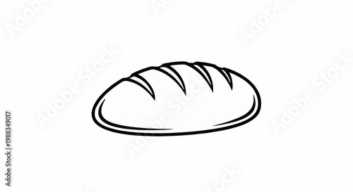 Black outline drawing of a loaf of bread with score marks on top
