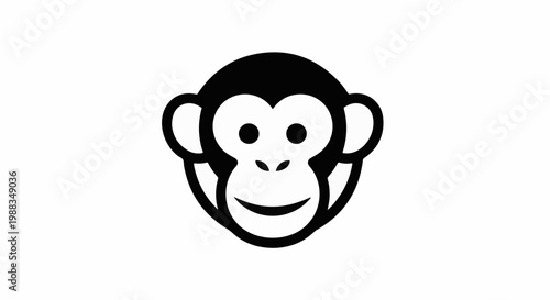 A black and white icon of a monkey's face with large ears