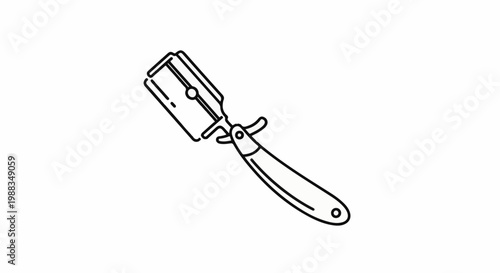 A minimalist outline drawing of a classic straight razor