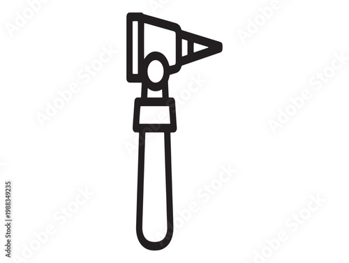 Simple black and white line drawing of a reflex hammer for neurological examination