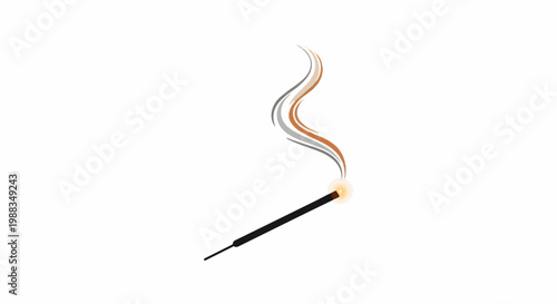 A lit incense stick emits a gentle trail of multi-colored smoke upward