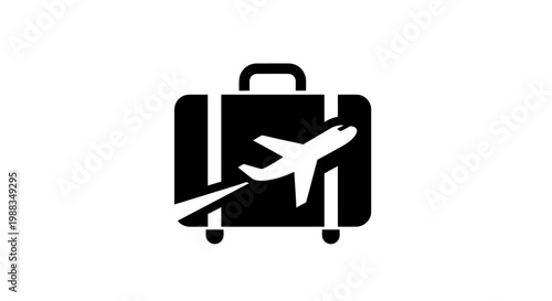Iconic representation of travel, combining a suitcase with an airplane for journeys