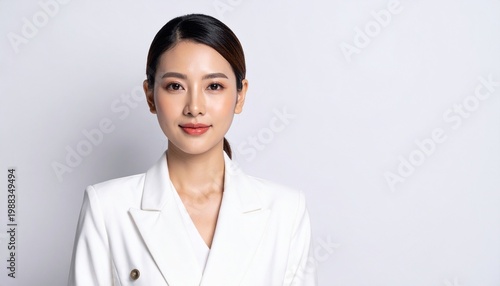 Wallpaper Mural Confident Asian businesswoman in white suit against white background. Torontodigital.ca