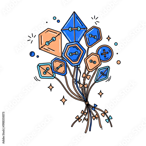 Sewing buttons bouquet abstract illustration