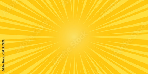 abstract background cartoon pop art sunburst yellow orange background vector. copy space concept.