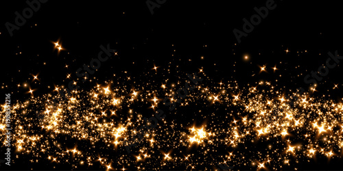 Gold sparkle wave PNG on transparent background. Glowing golden dust particles with luxury shimmer, festive magic shine, bright holiday glow, and elegant overlay.