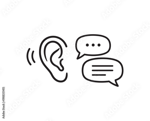 Active Listening and Communication Line Art Illustration