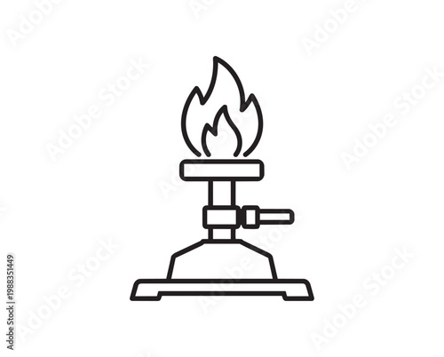 Bunsen Burner Line Art Symbolizing Science, Heat, and Experimentation