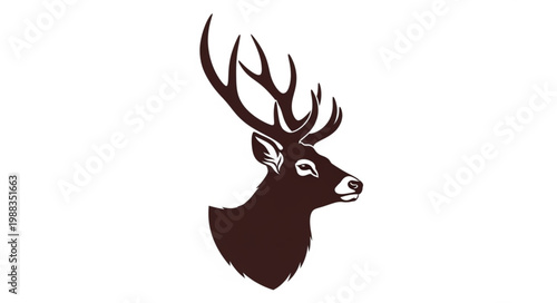 Majestic Stag Head Silhouette with Antlers.