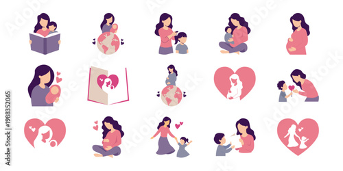 Motherhood and Parenting Icon Set
