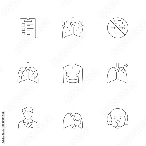 Set line icons of asthma