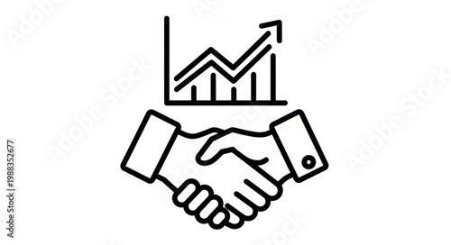 Business handshake and growth chart icon.