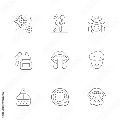 Set line icons of asthma