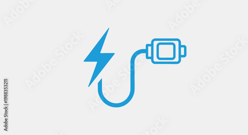 Minimalist representation of electrical power icon, energy transfer and connectivity concept