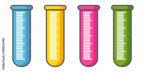 Illustration of a laboratory measuring cylinder, designed in a flat style. Simple design of a laboratory measuring cylinder. Science icon.	