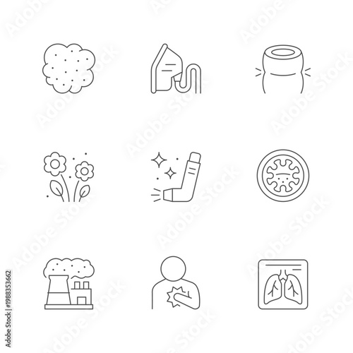 Set line icons of asthma