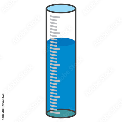 Illustration of a laboratory measuring cylinder, designed in a flat style. Simple design of a laboratory measuring cylinder. Science icon.	