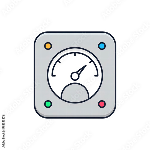Performance gauge icon showing data measurement and analytics