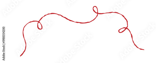 Red yarn tangled. Hand drawn illustration isolated on white for love theme.
