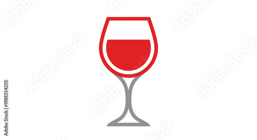 Minimalist Wine Glass Icon Depicting a Vibrant Red Liquid Against a White Background