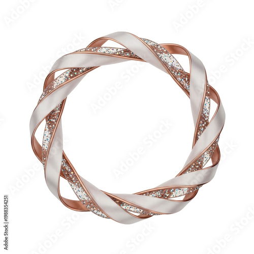 Elegant sparkling rose gold and white festive circle frame