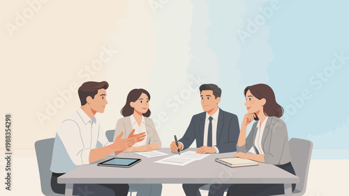 Business meeting with four people