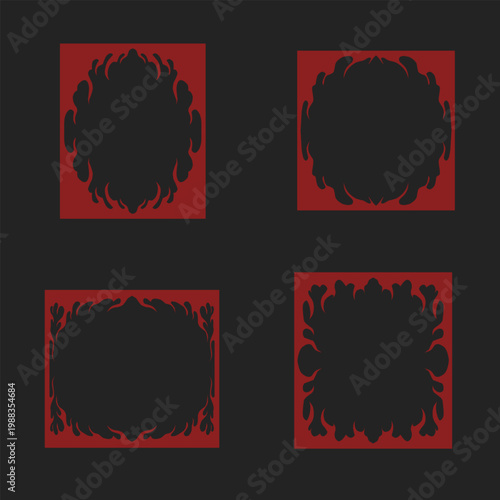 Gothic fire frame in tribal abstract shape style vector design set