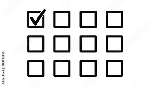 Checkbox and selection control silhouette set featuring checked unchecked states multi selection UI elements and form validation interaction components for digital interfaces