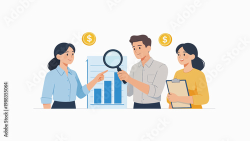 Business team analyzing financial data